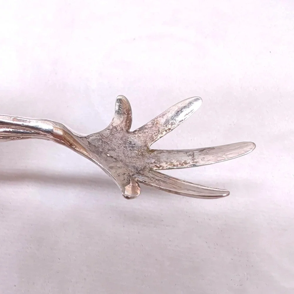 Vintage Italian Silver Plated Scissor Serving Tongs Floral Ornate MCM 8 inch
